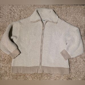 Aerie Cream and Tan Zip-Up Cardigan/jacket Cozy Size XL Oversize Fit